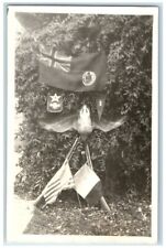 c1918 WWI Army American French British Flag Bird Shotguns RPPC Unposted Postcard picture
