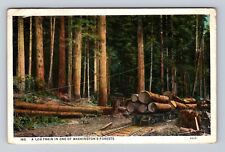WA-Washington, Log Train, Antique, Vintage c1932 Souvenir Postcard picture