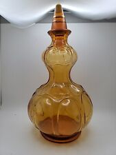 Vintage Italian Empoli Glass Decanter Amber - Genie Corset  picture