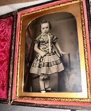 1/4 PLATE Tinted Ruby Ambrotype Little Boy Wearing Dress 1850s Color picture