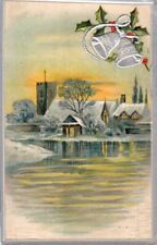 Postcard, A Merry Christmas Tide W.J.W. , Christmas Bell Postcard, Posted 1909 picture