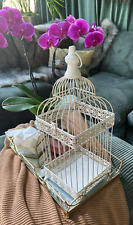 Vintage Shabby Chic White Metal Bird Cage House Decorative 21