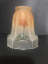 VINTAGE REVERSE PAINTED TREE SUNSET FROSTED GLASS LAMP SHADE 2 1/4 FITTER 5