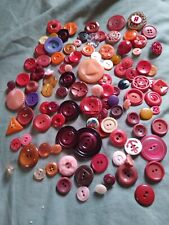 100 Vintage Ornate Red, Pink, Purple, Orange Plastic Buttons Free US Shipping. picture