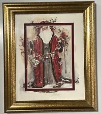 Peggy Abrams Christmas Santa Gold Tone Matted Frame 12”x10” OD picture