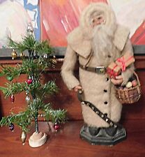 ANTIQUE GERMAN COTTON COAT HOOD SANTA CLAUS BASKET BERRIES GIFTS DECORATED TREE picture