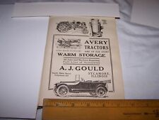 1917 A.J. GOULD - AVERY TRACTORS Printed Ad SYCAMORE ILLINOIS picture