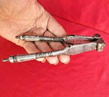 1800's Old Vintage Mughal Antique Iron Rare Silver Coated Walnut Nut Cracke Tool picture