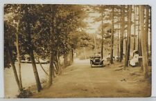 Rppc NY Automobile Along Lake Pier Victorians Benches Real Photo Postcard O16 picture