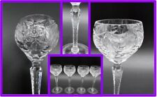 SET 4 AJKA Clear Marsala CUT CRYSTAL 8 Oz Glass Liquor Cocktail Wine Stem Hock picture