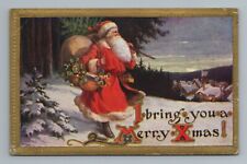 1910s Santa Claus Christmas Tree Snow Town Not R.F.D.I. Stamp Vintage Postcard picture