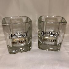 Set of 2 Jack Daniels Square Whiskey Tumbler Rocks Glass Cups Lowball Set Gold picture