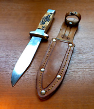 VINTAGE Handmade Сraft Fixed Blade Hunting Knife & Leather Sheath picture