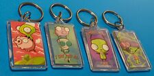 VINTAGE INVADER ZIM 2 SIDED CLEAR ACRYLIC KEYCHAIN LOT (4) NEW NOS RARE SCARCE picture