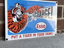 12in ESSO TIGER GASOL MOTOR OIL SIGN Vintage StyLEHeavy Steel Sign Pump Plate picture