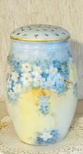 Antique Bavarian Powdered Sugar Shaker Blue Porcelain w/ White Flowers picture