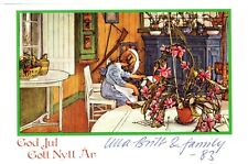 c.1983 God Jul Floral Shop Christmas Postcard Vintage  picture