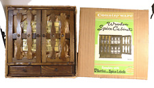 Vintage Wood Spice Cabinet Rack With Glass Apothecary Jars Brand New In The Box picture