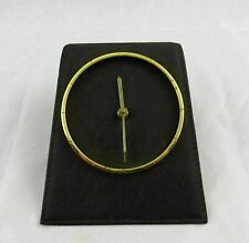 Gold-Pfeil Vintage MCM Black Embossed Leather Desk Clock Germany Non Working picture