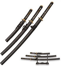Hand-Made FullTang Japanese Samurai Sword3-piece Set with Display Stand, 1045 to picture