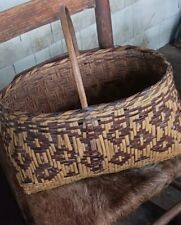 ** AWESOME LARGE OLDER NATIVE AMERICAN CHEROKEE RIVER CANE  BASKET  NICE HTF* picture