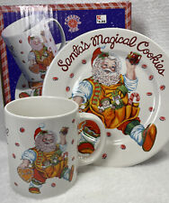 Santa's Magical Cookies Plate And Mug Cup Set Vintage Stoneware Sakura Christmas picture