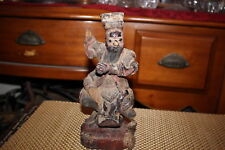 Antique Chinese Buddhist Wood Carving Elderly Man Riding Animal Spiritual picture