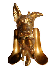 Scottie Dog Antique Brass Plated Metal Double Pipe Holder Scottish Terrier HEAVY picture