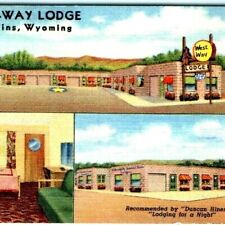 c1940s Rawlins, Wyoming West Way Lodge Linen Business Card Motel Advertising C5 picture