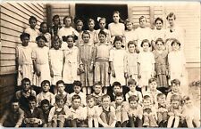 RPPC EARLY SCHOOL CHILDREN SCHOOL HOUSE CLASS PHOTO 1910s ANTIQUE BIG CLASS F5 picture