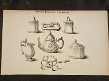 1850s Original Antique Lithograph Print William Penns Silver Tea Service picture