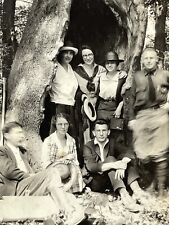 U5 Photograph Group Photo Inside Trunk Of Tree Hole Handsome Men Pretty Women picture