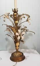 VTG 50s Florentine ITALY Gold Gilt  Floral Tole Lamp Hollywood Lg  Regency AS IS picture