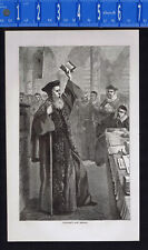 Thomas Cranmer, Archbishop of Canterbury, Last Sermon -1869 Engraved Print picture