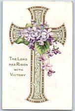 La Cross Wisconsin WI Postcard Easter Holy Cross Flowers Embossed 1915 Antique picture