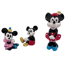 DISNEY Vintage Mickey & Minnie Mouse Ceramic Figurine Set Made in Japan LOT OF 3 picture