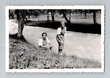 Authentic 1930s Vintage Snapshot -Beautiful Women, Riverside Moments in Time picture