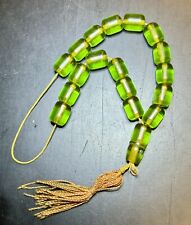 Antique Vivid Green Amber Bakelite Islamic Prayer Beads picture