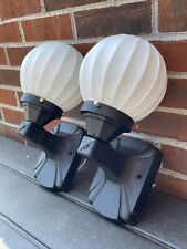 REWIRED Pair Antique Vtg Tudor Arts Crafts Mission Deco Porch Lights Wall Sconce picture
