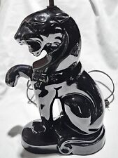 Fabulous Mid Century Modern MCM Roaring Black Panther Cat Pottery TV Lamp picture