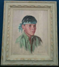 Claudine Morrow Original Oil Painting of Navajo Boy in 28 1/4