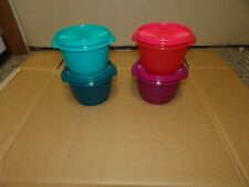 Tupperware Servalier 20oz Bowls Liquid Tight Seal Green / Pink Set of 4 NEW picture