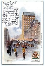 1906 Street View Trolley Train Stores Buildings Chicago Illinois IL Postcard picture