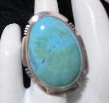 Navajo Sterling Lone Mountain Turquoise Ring #761 Size 11 picture