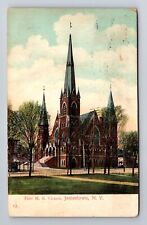 Jamestown NY- New York, First ME Church, Religion, Vintage c1909 Postcard picture