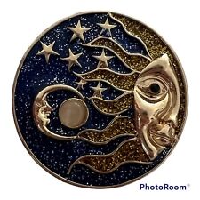 New Enamel Plated Sun and Moon Brooch Pin with Glittery Enamel Plating picture