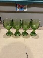 Vintage Deep Green Daisy Floral Design Votive Cups 4 Total -  Drinking Glasses picture