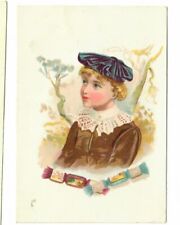 Victorian Trade Card Child Christmas Crackers Holiday Poppers 1890's Lace Collar picture