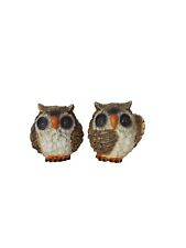 Owls Vintage 2 Small Brown Resin Figurines  Orange Bill Cute Added To Fall Decor picture