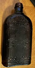 Vintage Trademark W Brown Amber Glass Hiram Walker Flask Style Bottle (no Lid) picture